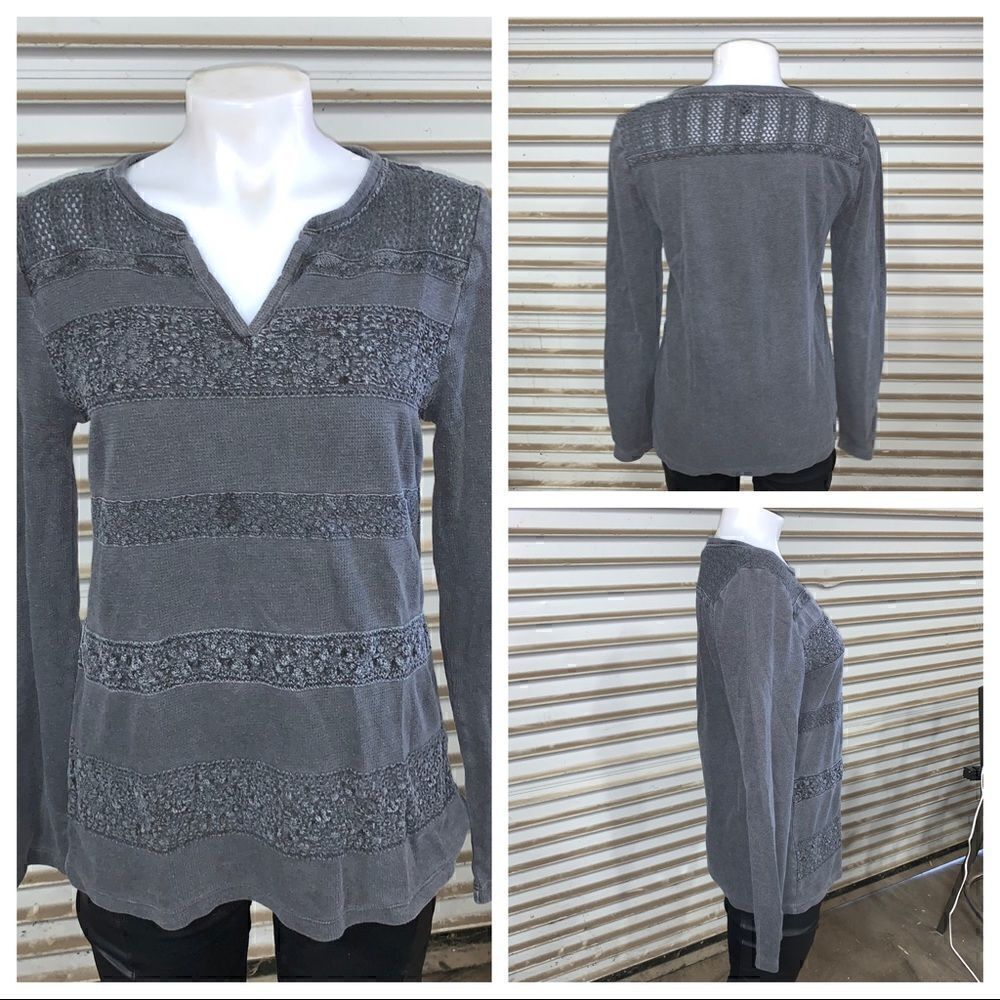Lucky Brand cotton blend long sleeve topdistressed